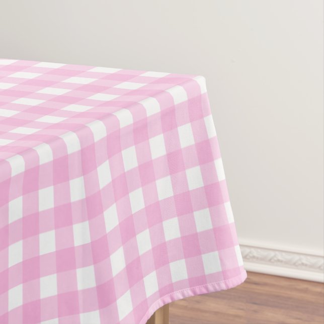 Toalha De Mesa Padrão de Gingham Rosa Pastel (Posição Original)