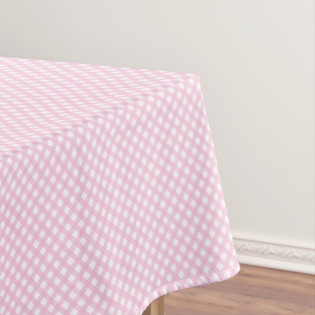 Toalha De Mesa Padrão de Gingham Rosa Suave (Posição Original)
