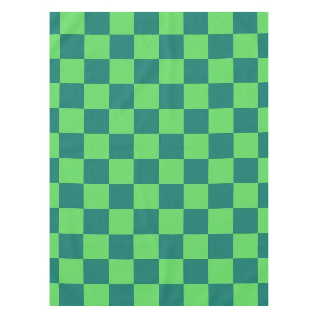 Toalha De Mesa Padrão de Gingham Verde Azul (Frente)