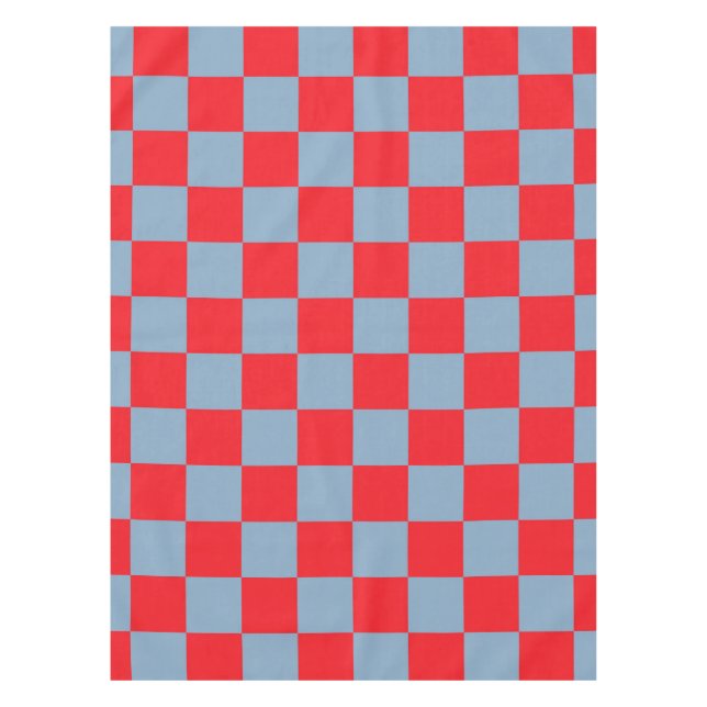 Toalha De Mesa Padrão de Gingham Verificado com Azul Vermelho (Frente)