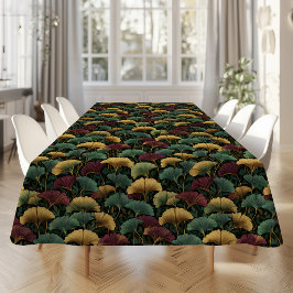 Toalha De Mesa Padrão de Ginkgo Burgundy Teal