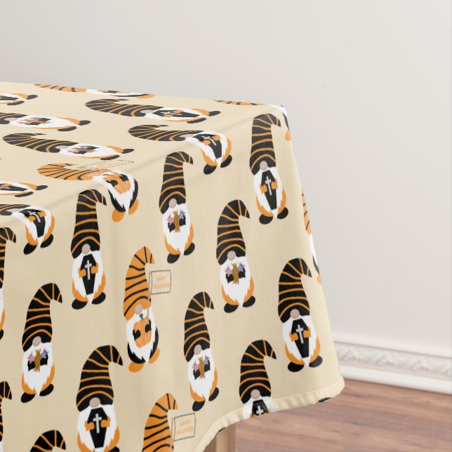 Toalha De Mesa Padrão De Gnomos, Gnomos Halloween Trick Ou Tratat (Posição Original)