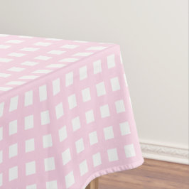 Toalha De Mesa padrão de grade quadrado branco de rosa claro