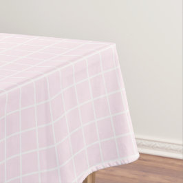 Toalha De Mesa padrão de grade quadrado branco de rosa claro