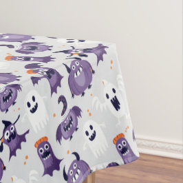 Toalha De Mesa Padrão de Halloween Fantasmas e Monstros Assustado
