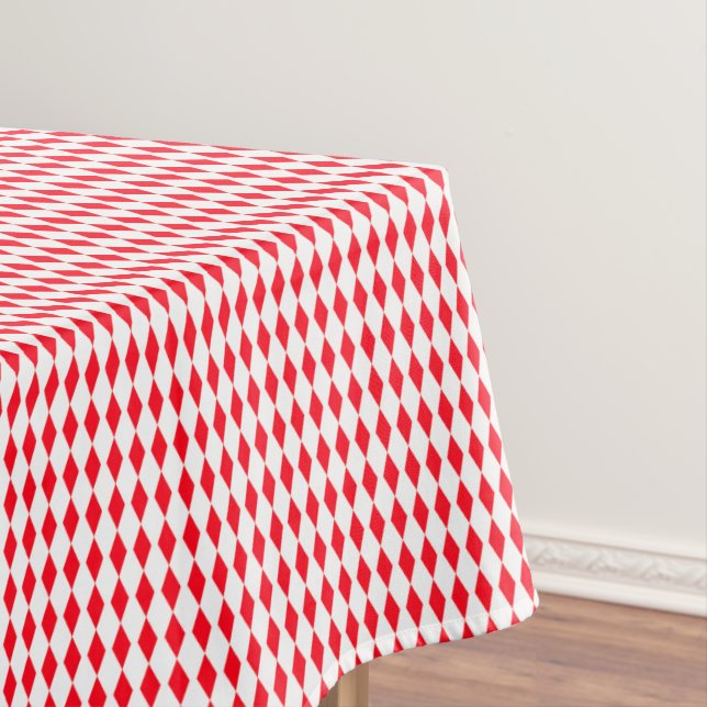 Toalha De Mesa Padrão de Harlequin Vermelho e Branco (Posição Original)