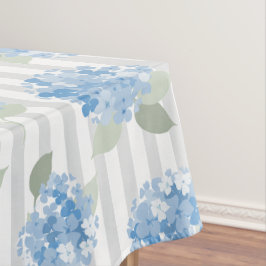 Toalha De Mesa Padrão de Hortênsia Azul Elegante Faixa Cinza 