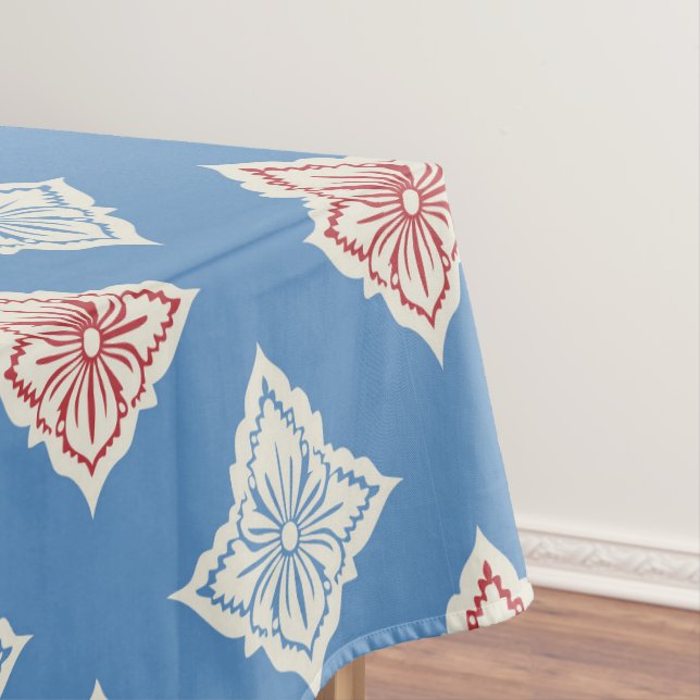 Toalha De Mesa Padrão de Impressão de Bloco Floral Tradicional (Posição Original)