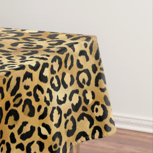 Toalha De Mesa Padrão de impressão do Leopard em Dourado e pret