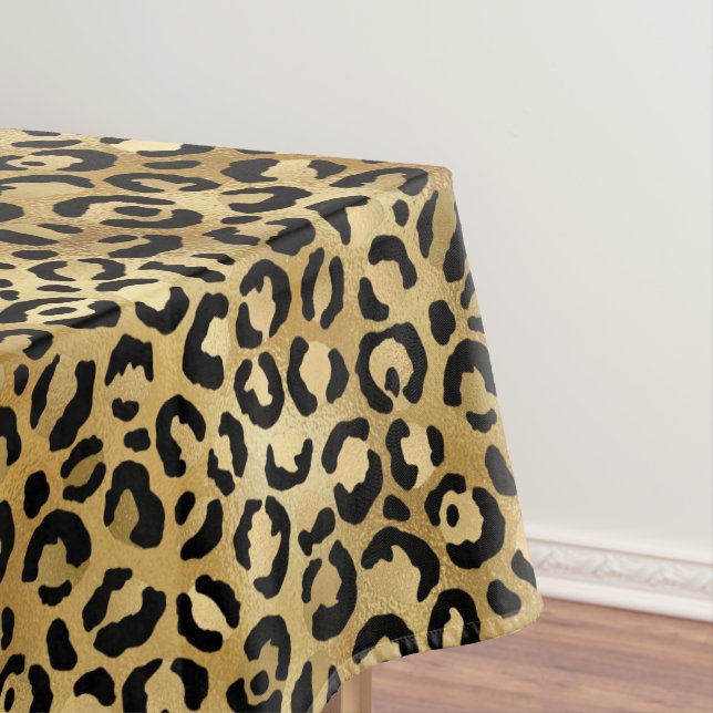 Toalha De Mesa Padrão de impressão do leopardo em Dourado e preto (Posição Original)