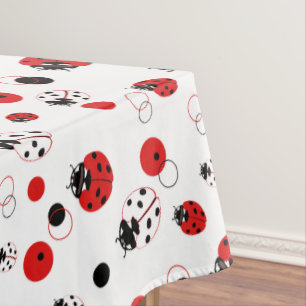 Toalha De Mesa Padrão de Ladybug vermelho, preto e branco simple