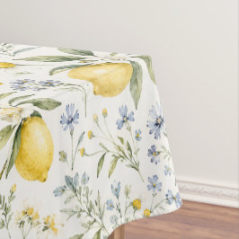 Toalha De Mesa Padrão de limão e flores silvestres no estilo fran