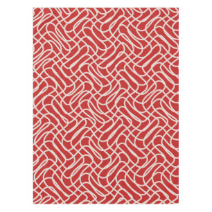Toalha De Mesa Padrão De Linha De Abstrato De Vermelho E Creme