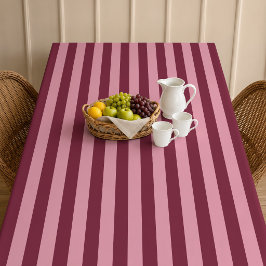 Toalha De Mesa Padrão de Listra Rosa e Borgonha Cereja Vermelha O