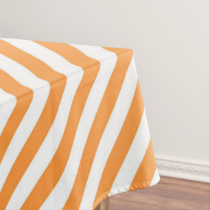Toalha De Mesa Padrão de listras diagonais laranja e branco