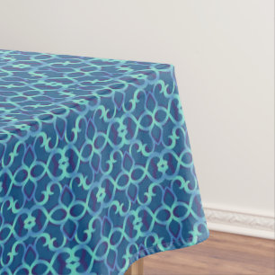 Toalha De Mesa Padrão de local de abertura do teal azul