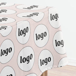Toalha De Mesa Padrão de Logo de Marcas Empresariais Rosa Bege