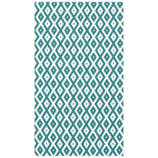 Toalha De Mesa Padrão de losango branco e teal (Frente)