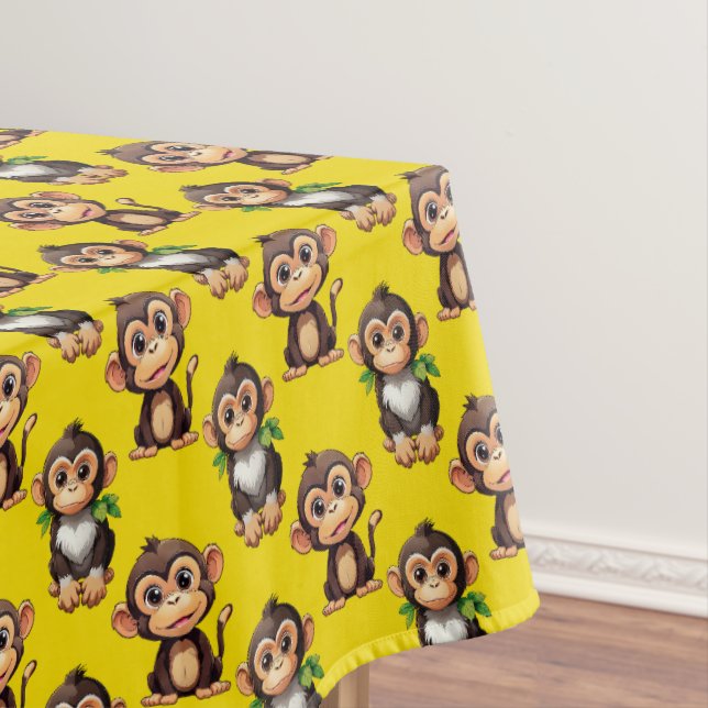Toalha De Mesa Padrão de Macaco Amarelo Design  (Posição Original)