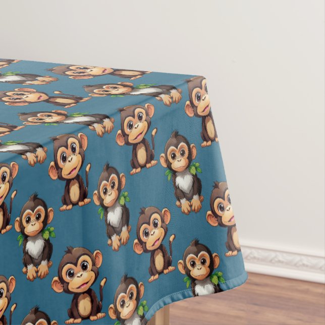 Toalha De Mesa Padrão de Macaco Azul (Posição Original)