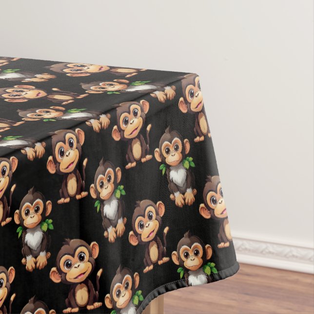 Toalha De Mesa Padrão de Macaco Preto Design  (Posição Original)