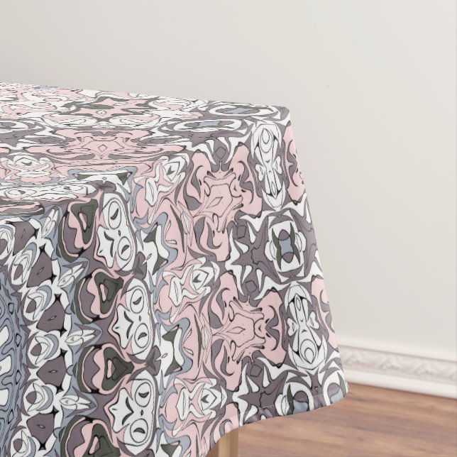 Toalha De Mesa Padrão de Mandala Rosa Cinza e Branco (Posição Original)