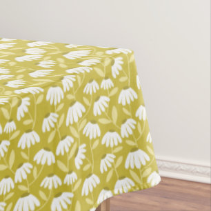 Toalha De Mesa Padrão de Margaridas Florais em Dourado Escuro e V