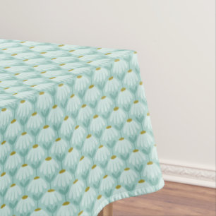 Toalha De Mesa Padrão de Margaridas Florais Vintage Azul Turquesa