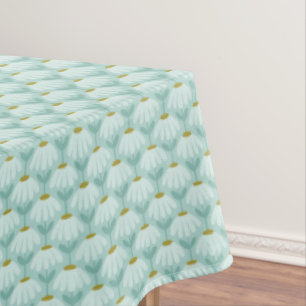 Toalha De Mesa Padrão de Margaridas Florais Vintage Azul Turquesa