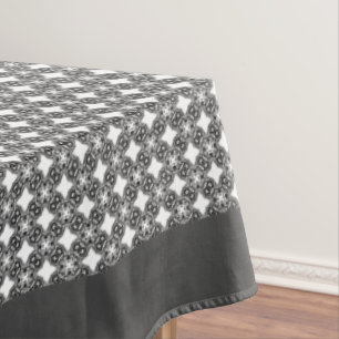 Toalha De Mesa Padrão de Medalhão Preto de Filigree