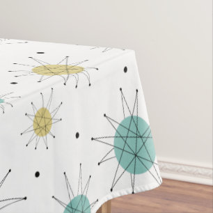 Toalha De Mesa Padrão de Meio século de Starburst Amarelo Azul Aq