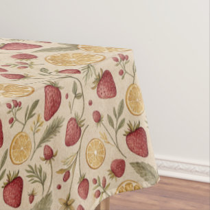 Toalha De Mesa Padrão de Morango e Limão