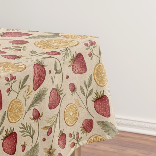 Toalha De Mesa Padrão de Morango e Limão (Posição Original)