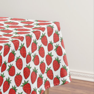 Toalha De Mesa Padrão De Morango Vermelho Desenhado À Mão