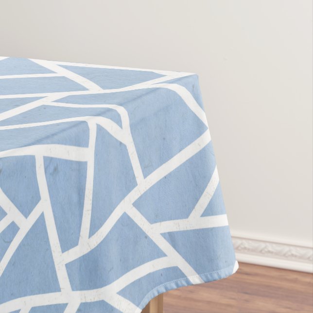 Toalha De Mesa Padrão de mosaico branco e azul pálido (Posição Original)
