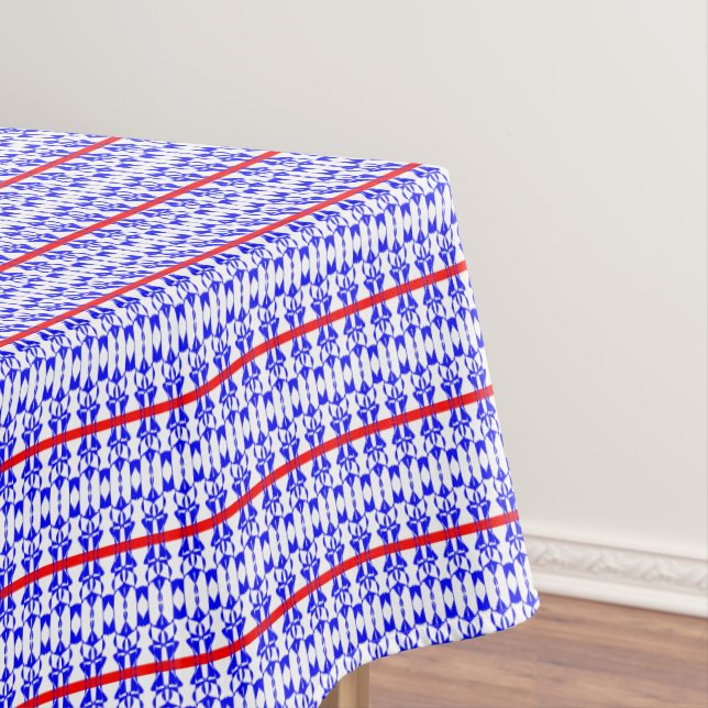 Toalha De Mesa Padrão de Na moda Azul Branco Vermelho com Stripe  (Posição Original)