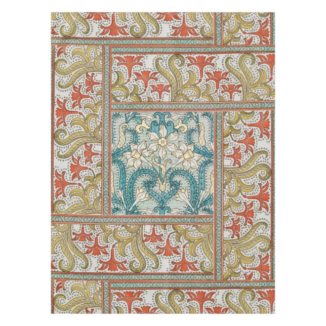 Toalha De Mesa Padrão de Narciso Art Nouveau Antigo Verneuil (Frente)