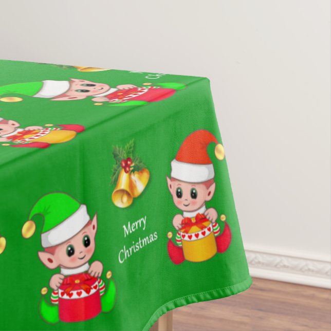 Toalha De Mesa Padrão de Natal em Tablecloth Verde (Posição Original)