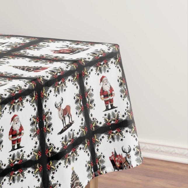 Toalha De Mesa Padrão de Natal Retroativo (Posição Original)