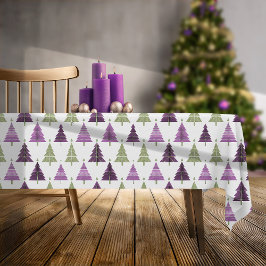 Toalha De Mesa Padrão de Natal Verde Roxo nº 25 ID1009