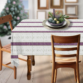 Toalha De Mesa Padrão de Natal Verde Roxo nº 35 ID1009