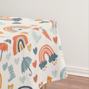 Toalha De Mesa Padrão de nuvens de arco-íris Primavera azul-esver