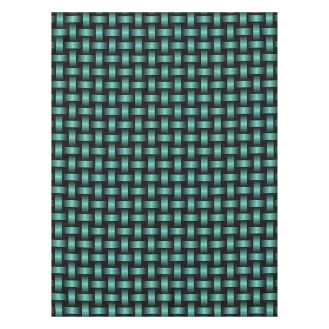 Toalha De Mesa Padrão de Onda Preta Teal (Frente)