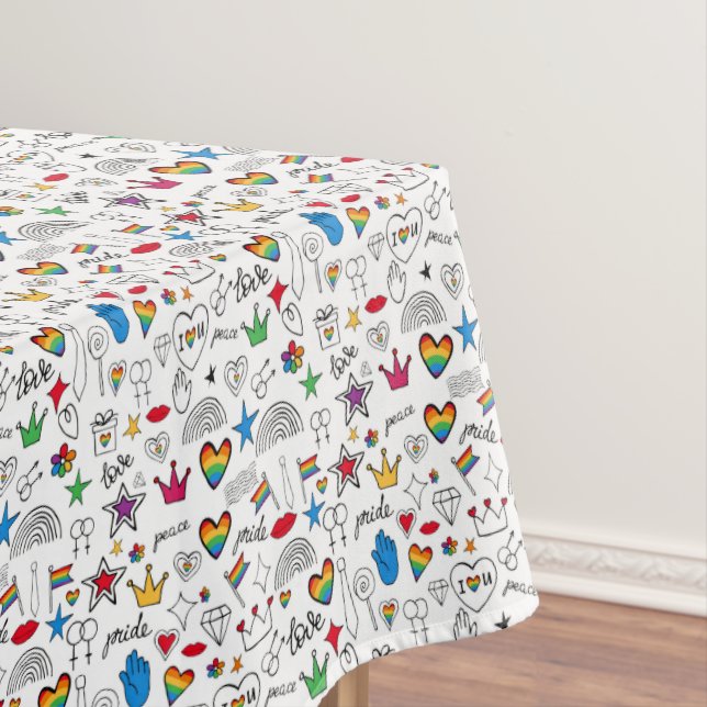 Toalha De Mesa Padrão de Orgulho gay Doodle (Posição Original)
