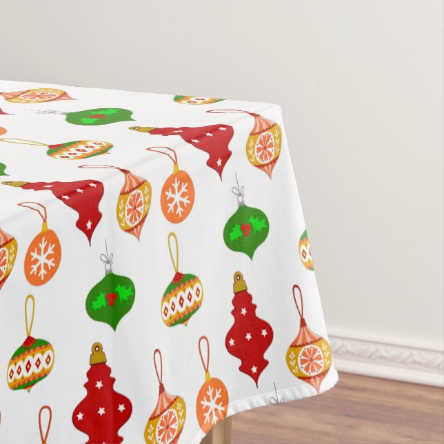 Toalha De Mesa Padrão de ornamento antigo em vermelho, verde e br (Posição Original)