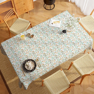 Toalha De Mesa Padrão de Ostra e Pérolas de Aquarela Costeira