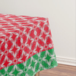 Toalha De Mesa Padrão de Ouros Vermelho, Branco e Verde