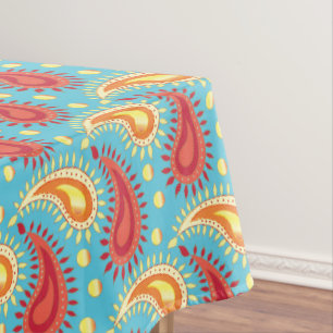 Toalha De Mesa Padrão de Paisley Persa do Laranja-Turquesa Orien