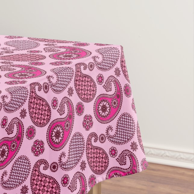 Toalha De Mesa Padrão de Paisley, tons de luz a rosa profundo (Posição Original)