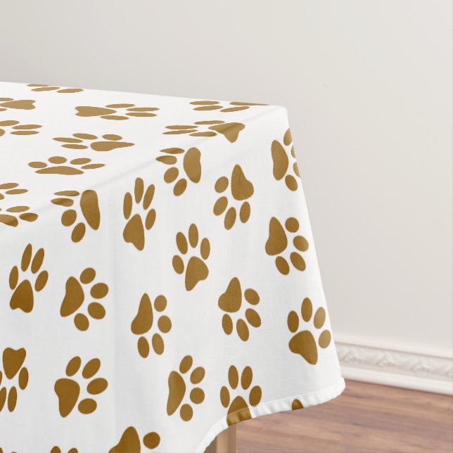 Toalha De Mesa Padrão De Patas, Patas De Cachorro, Patas Douradas (Posição Original)
